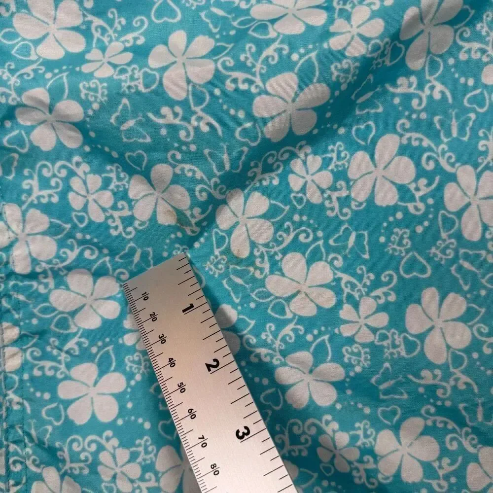 London Fog Girls Hooded Windbreaker Jacket Blue Floral Mesh Lined Size 14/16